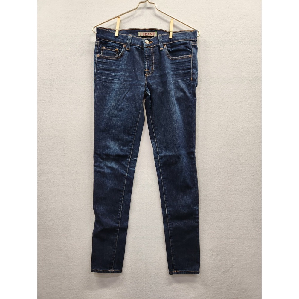 J Brand Women's Sz 27‎ Skinny Jeans 910 Ink Dark Wash Slim Fit Whiskers Low Rise